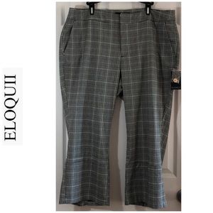 Eloquii Capri Black w/Green Gray Stripe Bell